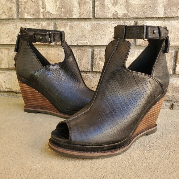 Ariat Backstage Wedge Peeptoe leather women's shoes NWOT 10019927 - Picture 3 of 12